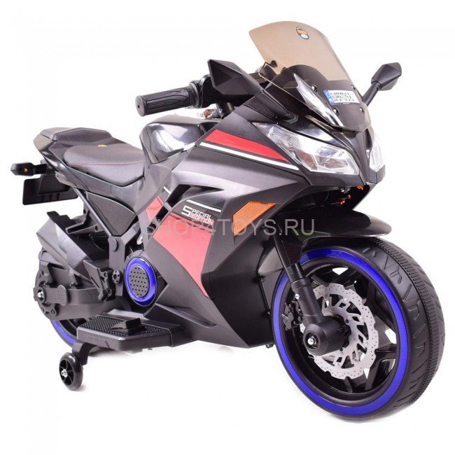 Детский электромотоцикл Kawasaki Ninja (12V, спидометр, ручка газа) - DLS07-BLACK-PLASTIC Детский электромотоцикл Kawasaki Ninja (12V, спидометр, ручка газа) - DLS07-BLACK-PLASTIC