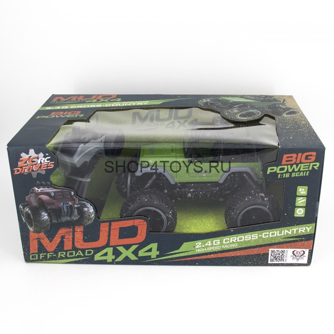 Радиоуправляемый зеленый джип ZC333 4x4 1:16 2.4G - 333-MUD14B-G Радиоуправляемый зеленый джип ZC333 4x4 1:16 2.4G - 333-MUD14B-G