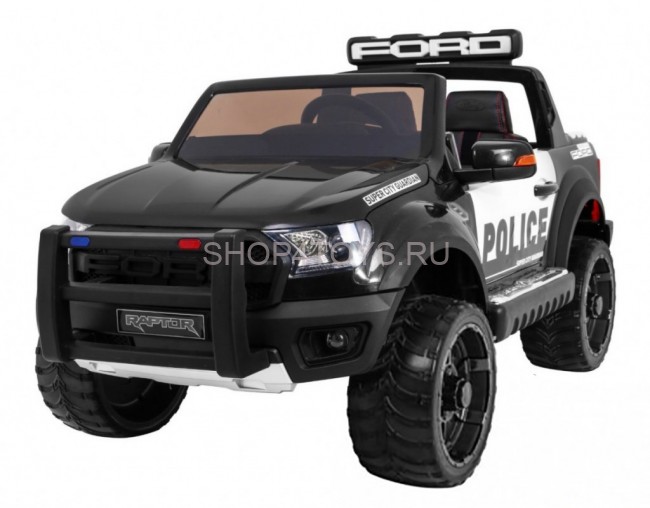 Детский электромобиль Ford Ranger Raptor Police с мигалками - DK-F150RP-BLACK-PAINT Детский электромобиль Ford Ranger Raptor Police с мигалками - DK-F150RP-BLACK-PAINT