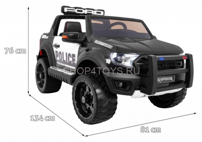 Детский электромобиль Ford Ranger Raptor Police с мигалками - DK-F150RP-BLACK-PAINT Детский электромобиль Ford Ranger Raptor Police с мигалками - DK-F150RP-BLACK-PAINT