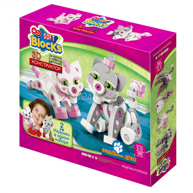 Мягкий конструктор из EVA Soft Blocks "Кошка и котенок" 180 деталей - 3201 Мягкий конструктор из EVA Soft Blocks "Кошка и котенок" 180 деталей - 3201