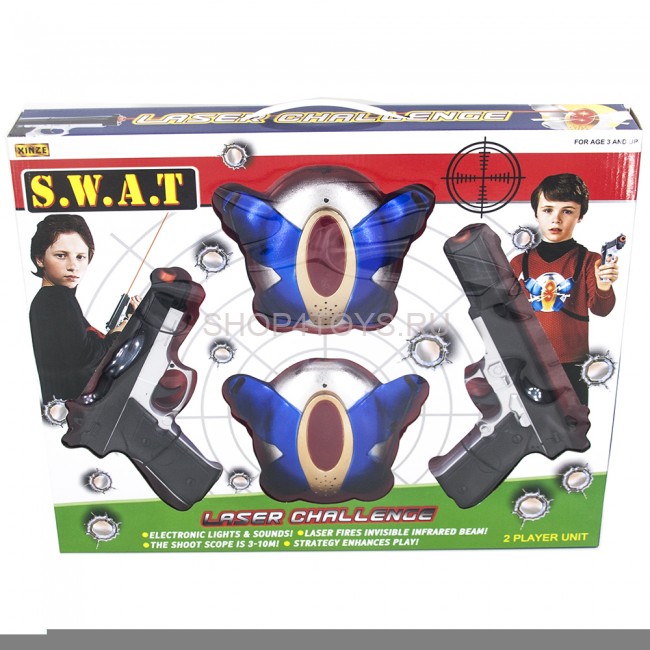 Игровой набор из пистолетов "Лазерный бой S.W.A.T." на батарейках - XZ-H53 Игровой набор из пистолетов "Лазерный бой S.W.A.T." на батарейках - XZ-H53