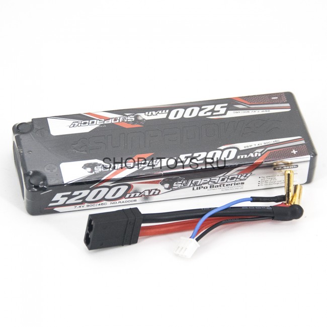 Аккумулятор Sunpadow Li-Po 7.4V 5200 45C Slim TRX plug - SP-5200-2-45C-S-T Аккумулятор Sunpadow Li-Po 7.4V 5200 45C Slim TRX plug - SP-5200-2-45C-S-T