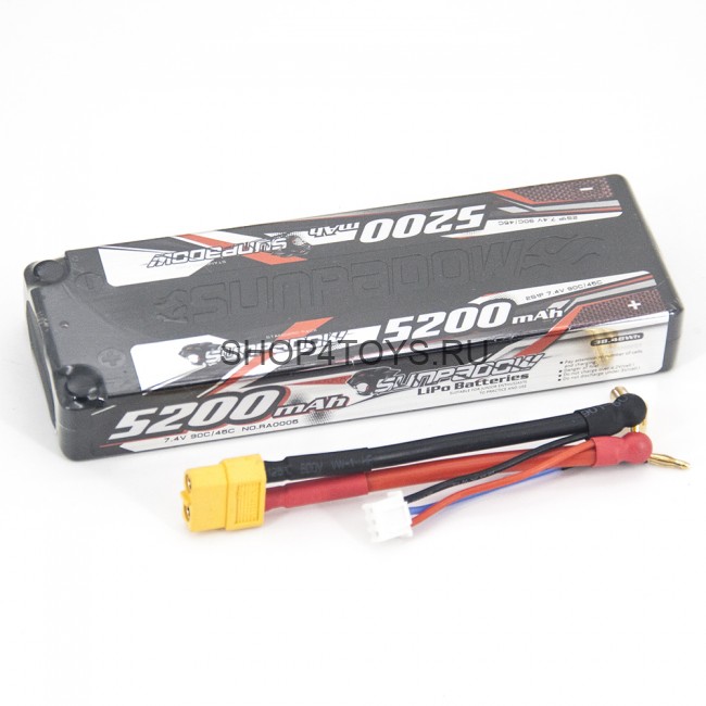 Аккумулятор Sunpadow Li-Po 7.4V 5200 45C Slim XT60 plug - SP-5200-2-45C-S-X Аккумулятор Sunpadow Li-Po 7.4V 5200 45C Slim XT60 plug - SP-5200-2-45C-S-X