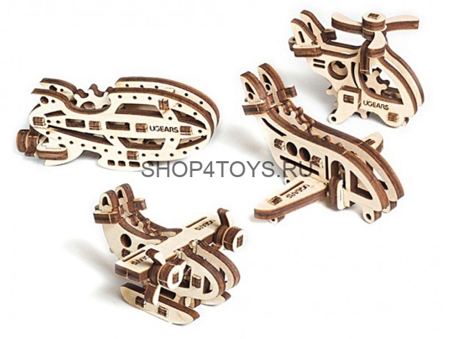 Деревянный 3D пазл Фиджет Ugears "Самолеты" - 70034 Деревянный 3D пазл Фиджет Ugears "Самолеты" - 70034