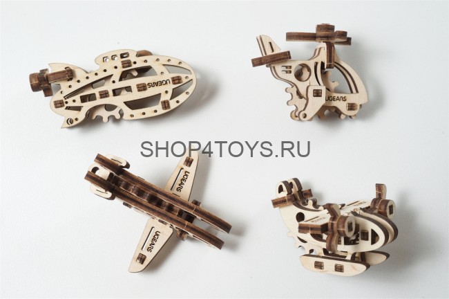 Деревянный 3D пазл Фиджет Ugears "Самолеты" - 70034 Деревянный 3D пазл Фиджет Ugears "Самолеты" - 70034