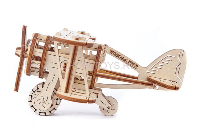 Деревянный механический 3D-пазл Wooden City Самолет Биплан - WR304 Деревянный механический 3D-пазл Wooden City Самолет Биплан - WR304