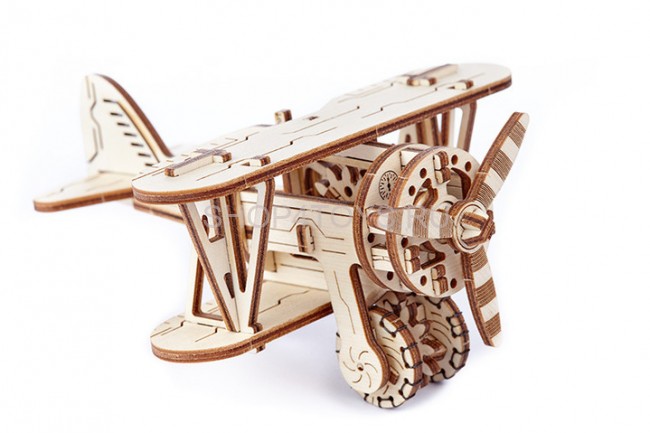 Деревянный механический 3D-пазл Wooden City Самолет Биплан - WR304 Деревянный механический 3D-пазл Wooden City Самолет Биплан - WR304