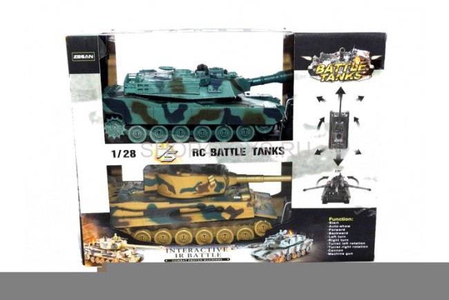 Радиоуправляемый танковый бой (Abrams M1A2PK США + GERMAN TIGER Германия) 2.4GHz - ZG-99823