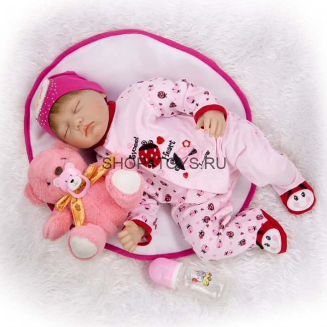  Реборн  малышка с закрытыми глазами Лина