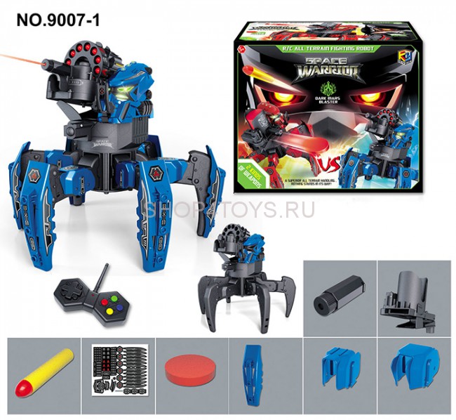 Радиоуправляемый робот-паук Space Warrior с пульками, дисками и лазерным прицелом 2.4G - KY9007-1