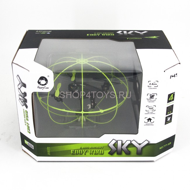 Радиоуправляемый квадрокоптер в сетке HappyCow Eddy Wind Sky 2.4G - 777-329 Радиоуправляемый квадрокоптер в сетке HappyCow Eddy Wind Sky 2.4G - 777-329