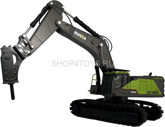 Металлический экскаватор с отбойным молотом HUI NA TOYS масштаб 1:50 - HN1723-GREEN Металлический экскаватор с отбойным молотом HUI NA TOYS масштаб 1:50 - HN1723-GREEN