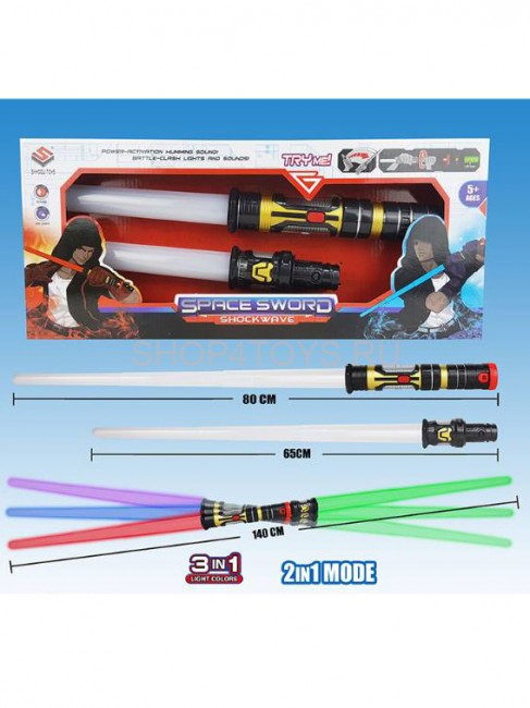 Двухсторонний меч на батарейках Space Sword (4 цвета подсветки, 2 меча) - 8108-2 Двухсторонний меч на батарейках Space Sword (4 цвета подсветки, 2 меча) - 8108-2