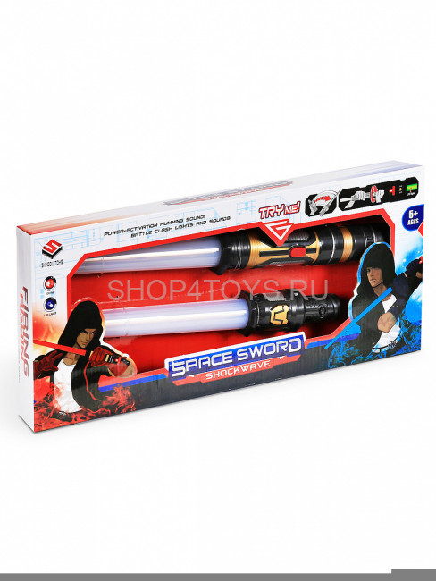 Двухсторонний меч на батарейках Space Sword (4 цвета подсветки, 2 меча) - 8108-2 Двухсторонний меч на батарейках Space Sword (4 цвета подсветки, 2 меча) - 8108-2