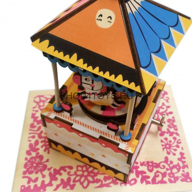 Деревянный 3D конструктор - музыкальная шкатулка Robotime "Merry-go-round" - AM304 Деревянный 3D конструктор - музыкальная шкатулка Robotime "Merry-go-round" - AM304