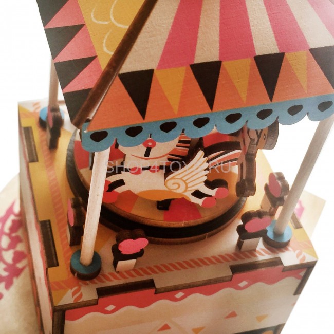 Деревянный 3D конструктор - музыкальная шкатулка Robotime "Merry-go-round" - AM304 Деревянный 3D конструктор - музыкальная шкатулка Robotime "Merry-go-round" - AM304