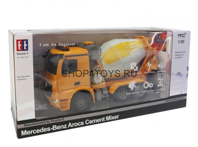 Радиоуправляемая бетономешалка Double E Mercedes-Benz Arocs 1:20 2.4G - E528-003 Радиоуправляемая бетономешалка Double E Mercedes-Benz Arocs 1:20 2.4G - E528-003