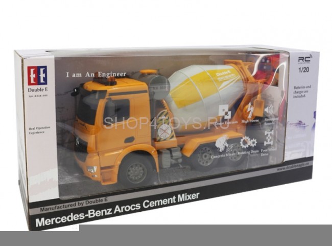 Радиоуправляемая бетономешалка Double E Mercedes-Benz Arocs 1:20 2.4G - E528-003 Радиоуправляемая бетономешалка Double E Mercedes-Benz Arocs 1:20 2.4G - E528-003