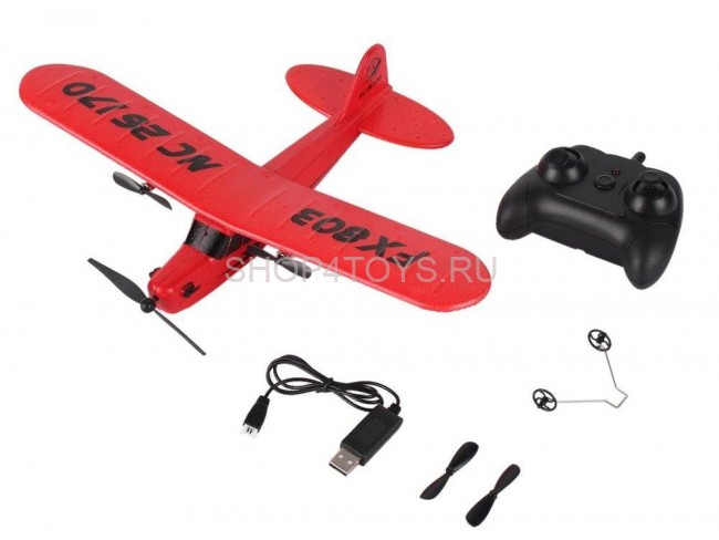 Радиоуправляемый самолет Piper Cub J3 для начинающих 2.4G - FX803-RED Радиоуправляемый самолет Piper Cub J3 для начинающих 2.4G - FX803-RED