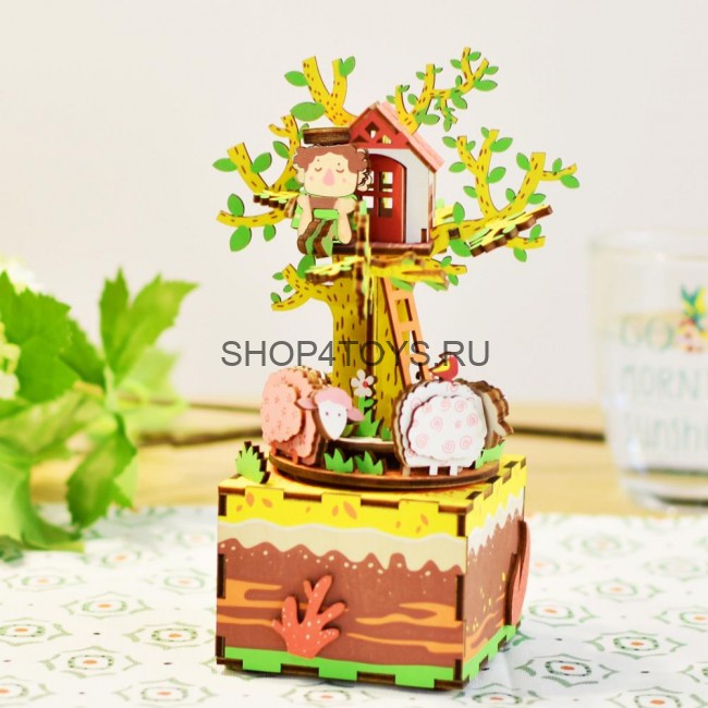 Деревянный 3D конструктор - музыкальная шкатулка Robotime "Tree House" - AM408 Деревянный 3D конструктор - музыкальная шкатулка Robotime "Tree House" - AM408