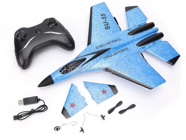 Радиоуправляемый самолет SU-35 для начинающих 2.4G - FX820-BLUE Радиоуправляемый самолет SU-35 для начинающих 2.4G - FX820-BLUE