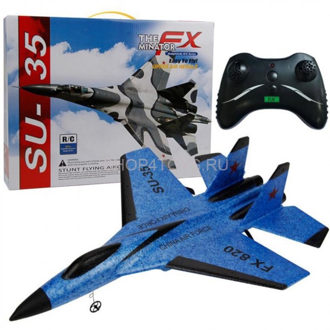 Радиоуправляемый самолет SU-35 для начинающих 2.4G - FX820-BLUE Радиоуправляемый самолет SU-35 для начинающих 2.4G - FX820-BLUE