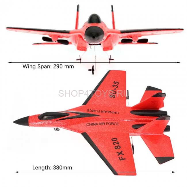 Радиоуправляемый самолет SU-35 для начинающих 2.4G - FX820-RED Радиоуправляемый самолет SU-35 для начинающих 2.4G - FX820-RED