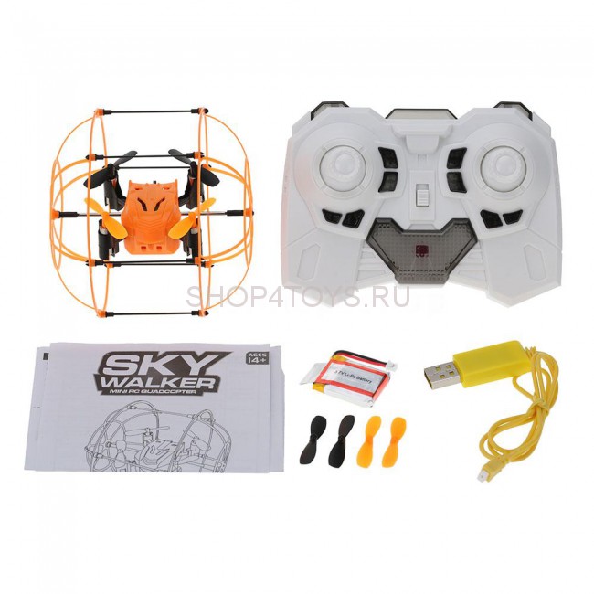 Радиоуправляемый квадрокоптер с защитной сеткой Orange SkyWalker - HM1336 Радиоуправляемый квадрокоптер с защитной сеткой Orange SkyWalker - HM1336