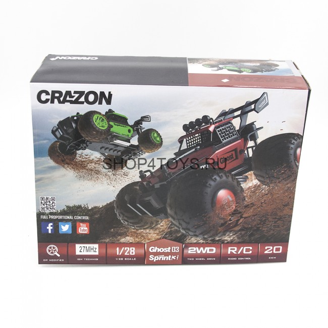 Радиоуправляемая трагги CraZon Green Ghost / Sprint 2WD 1:28 (сменные колеса и корпус) - 172802 Радиоуправляемая трагги CraZon Green Ghost / Sprint 2WD 1:28 (сменные колеса и корпус) - 172802