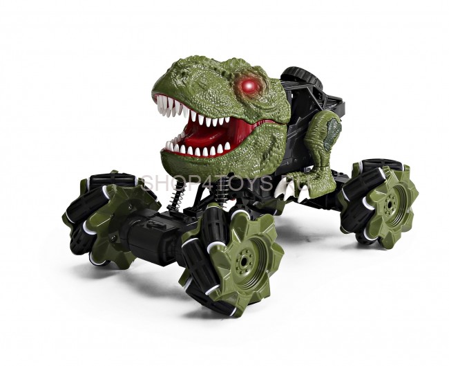 Радиоуправляемая зеленая машина-динозавр T-rex (дрифт колеса, пар) - 11810-GREEN Радиоуправляемая зеленая машина-динозавр T-rex (дрифт колеса, пар) - 11810-GREEN