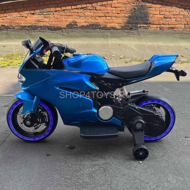 Детский электромотоцикл Ducati Blue (12V, EVA, ручка газа) - FT-1628-SP-BLUE Детский электромотоцикл Ducati Blue (12V, EVA, ручка газа) - FT-1628-SP-BLUE