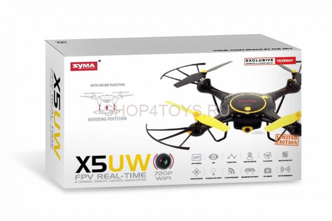 Радиоуправляемый квадрокоптер Syma X5UW FPV RTF 2.4G - X5UW-BLACK Радиоуправляемый квадрокоптер Syma X5UW FPV RTF 2.4G - X5UW-BLACK